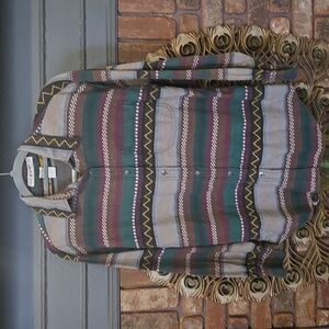 Kikomo; Boho,Southwest,Tribal Stripe,Surf, Long Sleeve 100% brushed Cotton Shirt